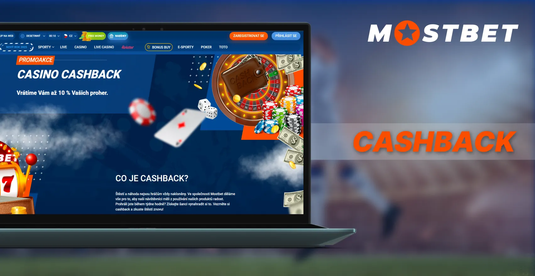 Cashback v českém živém kasinu Mostbet