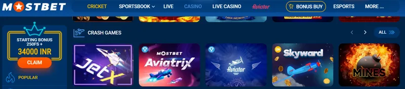 Jogos Crash no Casino Português Mostbet