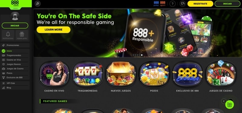 Adrenalina del juego en sitio web de casino 888