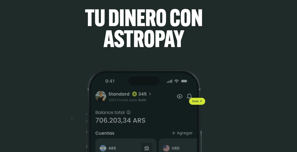 Banner del sitio web oficial de Astropay