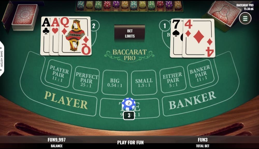 Versión de casino en línea del juego Baccarat PRO