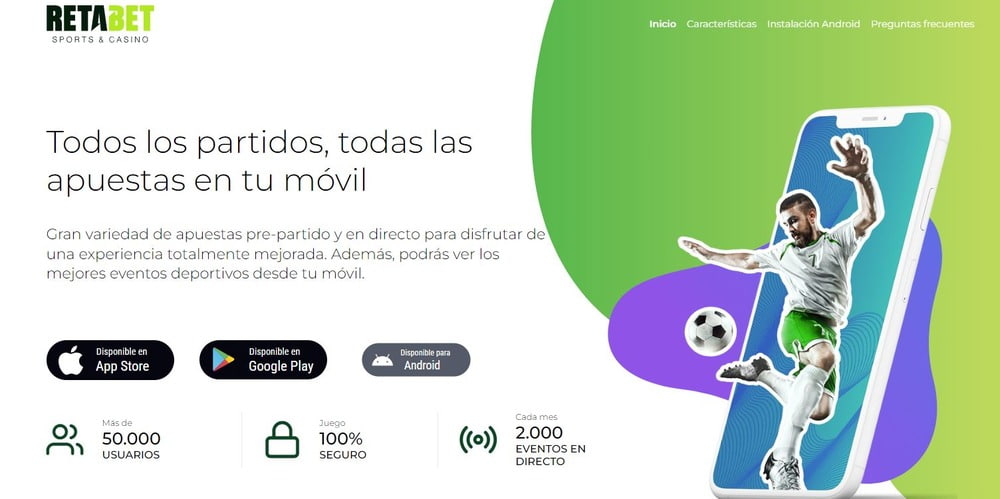 Banner con información sobre la descarga de la aplicación móvil Retabet