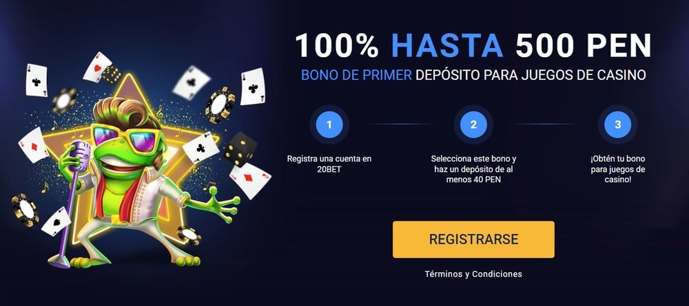 Información sobre el bono de 500 PEN en 20bet Casino
