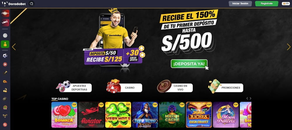 Página de inicio del sitio web oficial de Doradobet