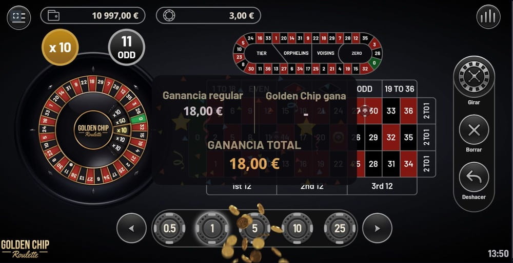 Ganar 18 € en la ruleta Golden Chip