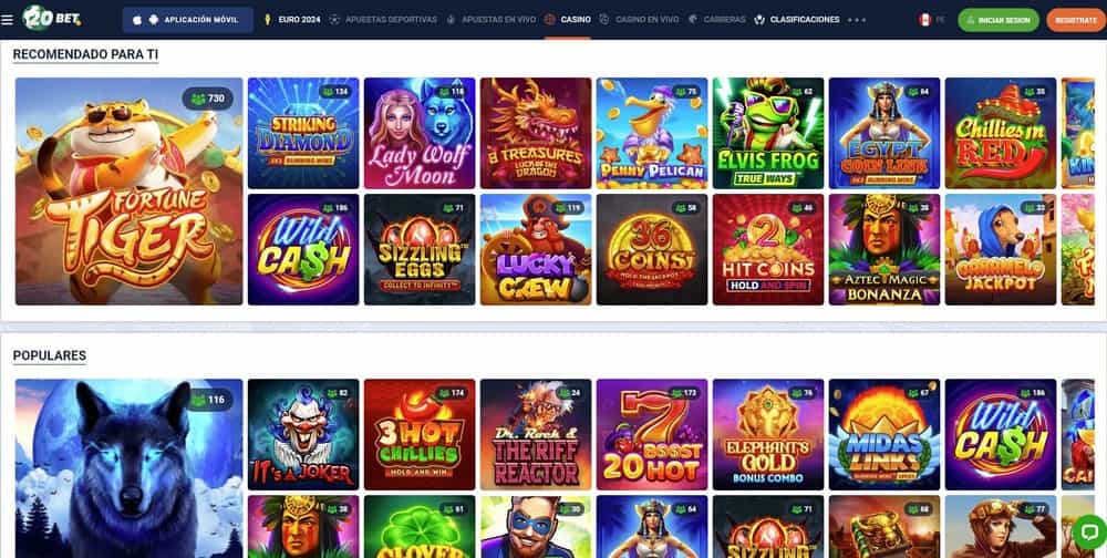 Juegos populares en la plataforma 20bet