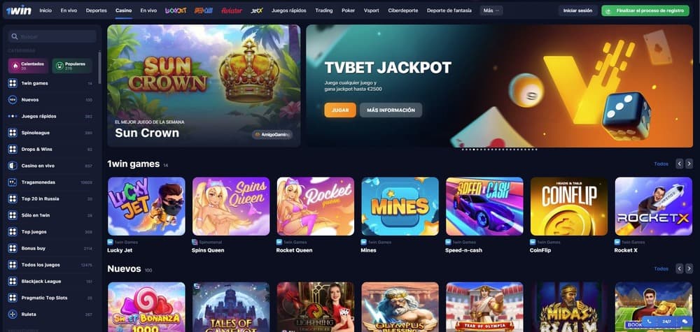 Juegos de casino populares en 1win