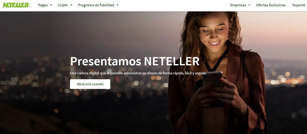 Página de inicio del servicio de pago Neteller