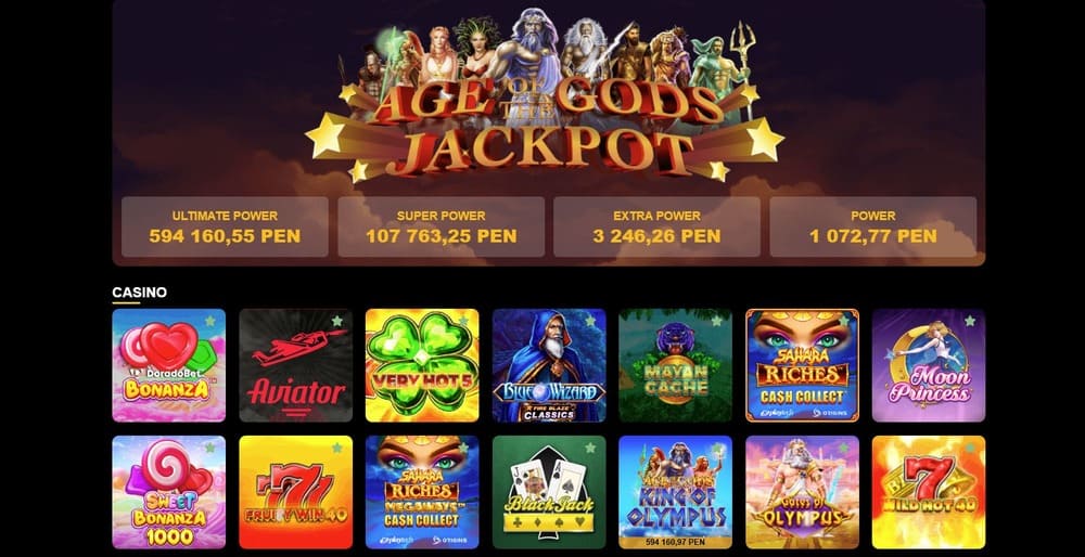 Sección de juegos de casino de Doradobet