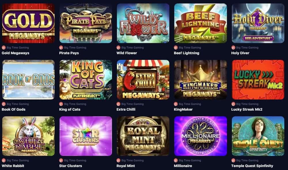 Una colección de tragamonedas del proveedor BTG en 1 Win Casino