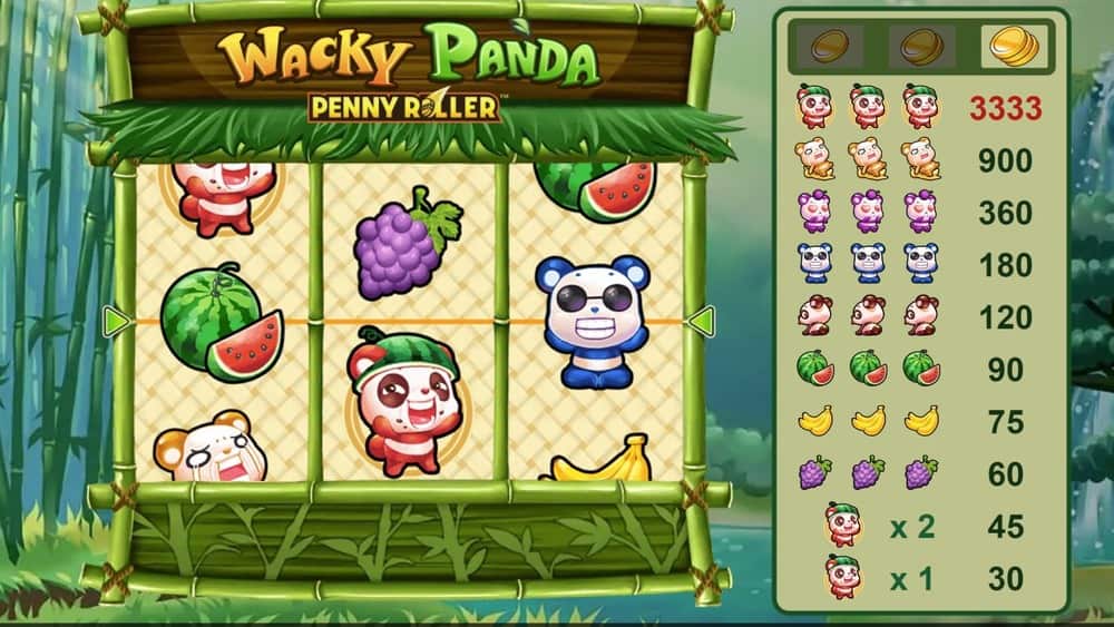 Carretes giratorios en la tragamonedas Wacky Panda de Microgaming 